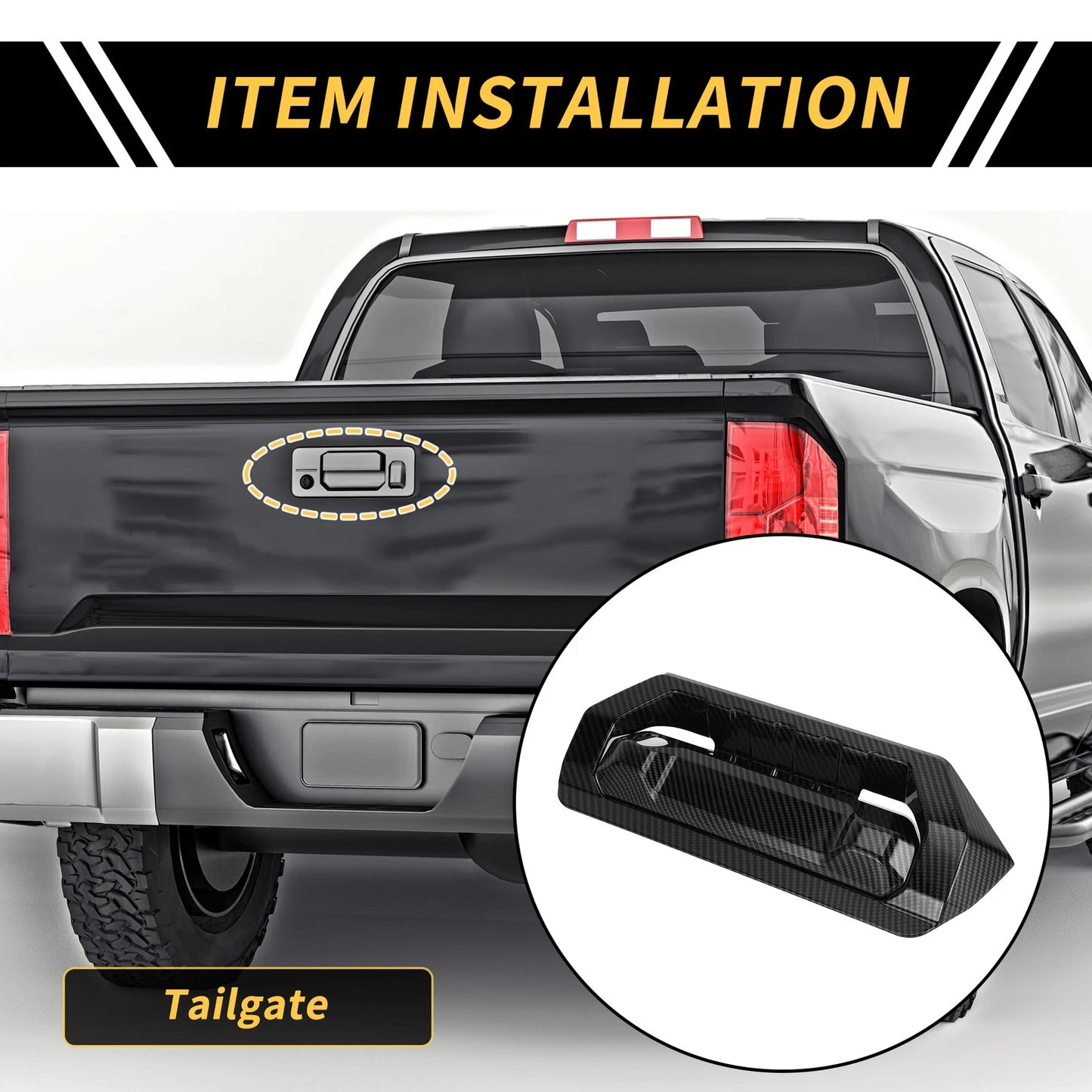 Carbon Fiber Pattern Rear Handle Bezel Trim for Toyota Tundra (2022–2024)
