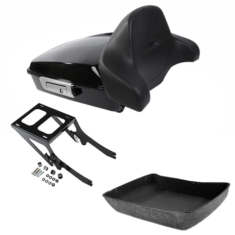 Black Chopped Trunk Backrest Mount Rack for Harley Softail Deluxe (2018-2025)