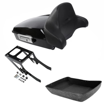 Black Chopped Trunk Backrest Mount Rack for Harley Softail Deluxe (2018-2025)