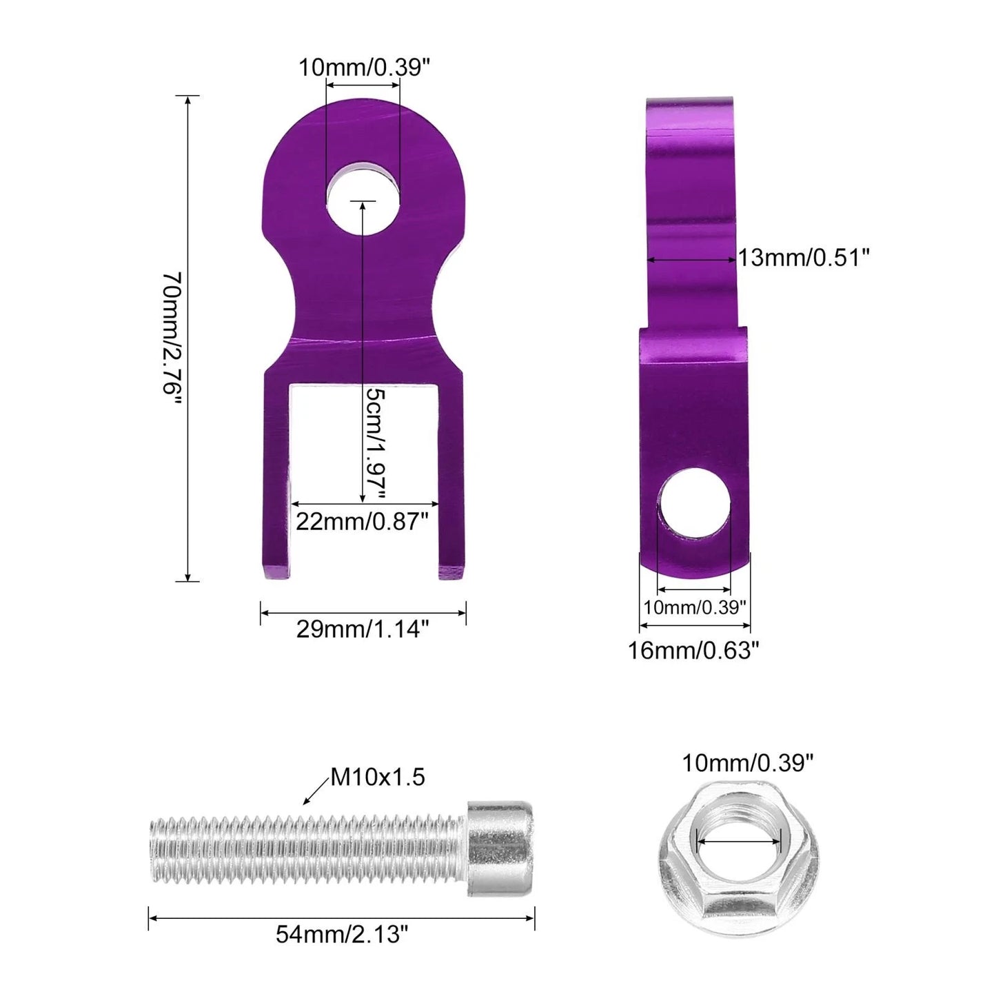 Pair 5cm Universal Motorcycle Rear Shock Absorber Riser Height Extension Purple