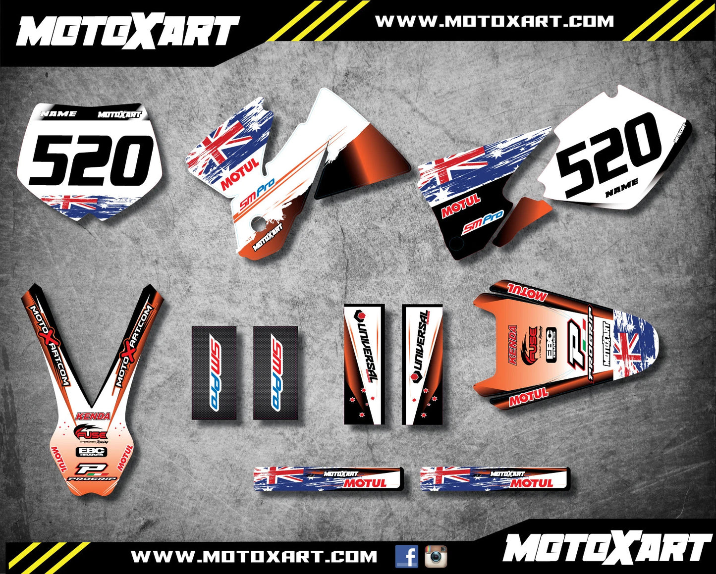 Custom Graphics Kit AUSSIE PRIDE for KTM 250 SX (1998-2000) Decals Stickers