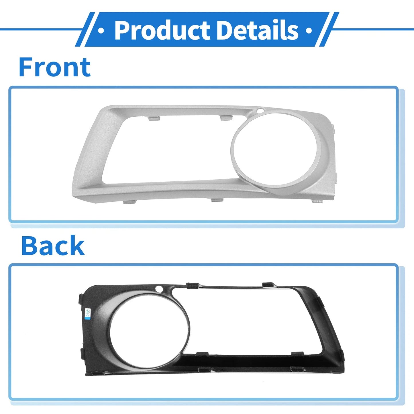 Front Left Fog Light Grill for BMW X6 (2012-2014) - 1 x Silver Tone