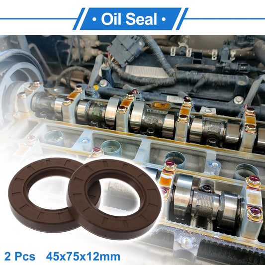 Oil Seal 45x75x12mm 2 x Seal Ring Rotary Shaft Seal FKM Brown