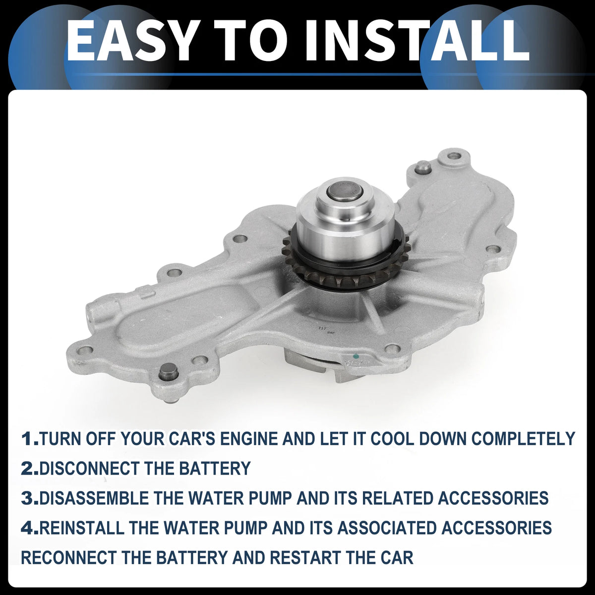 Water Pump for Ford Edge, Ford Flex (2007-2010) w/ Rubber Rings Kit