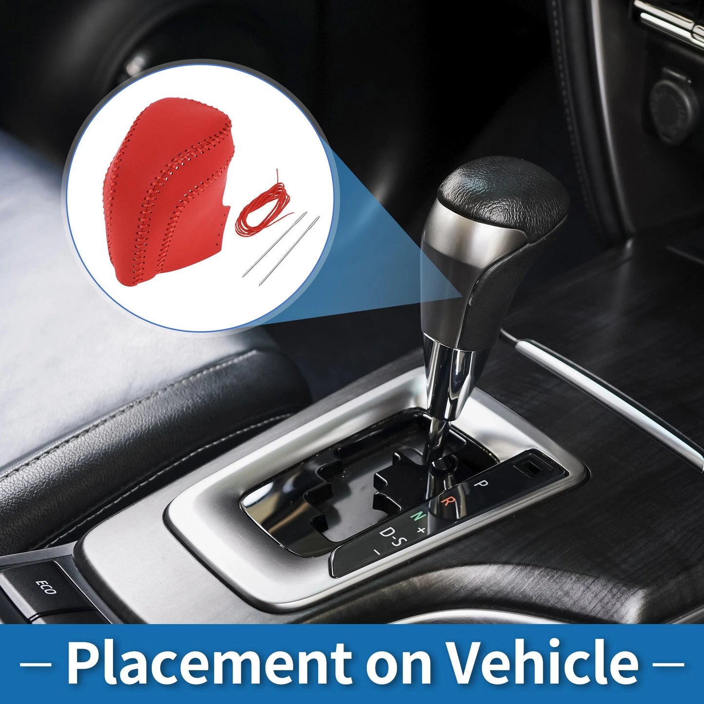 Red Faux Leather Gear Shift Knob Cover for Toyota Camry (2018-2024)