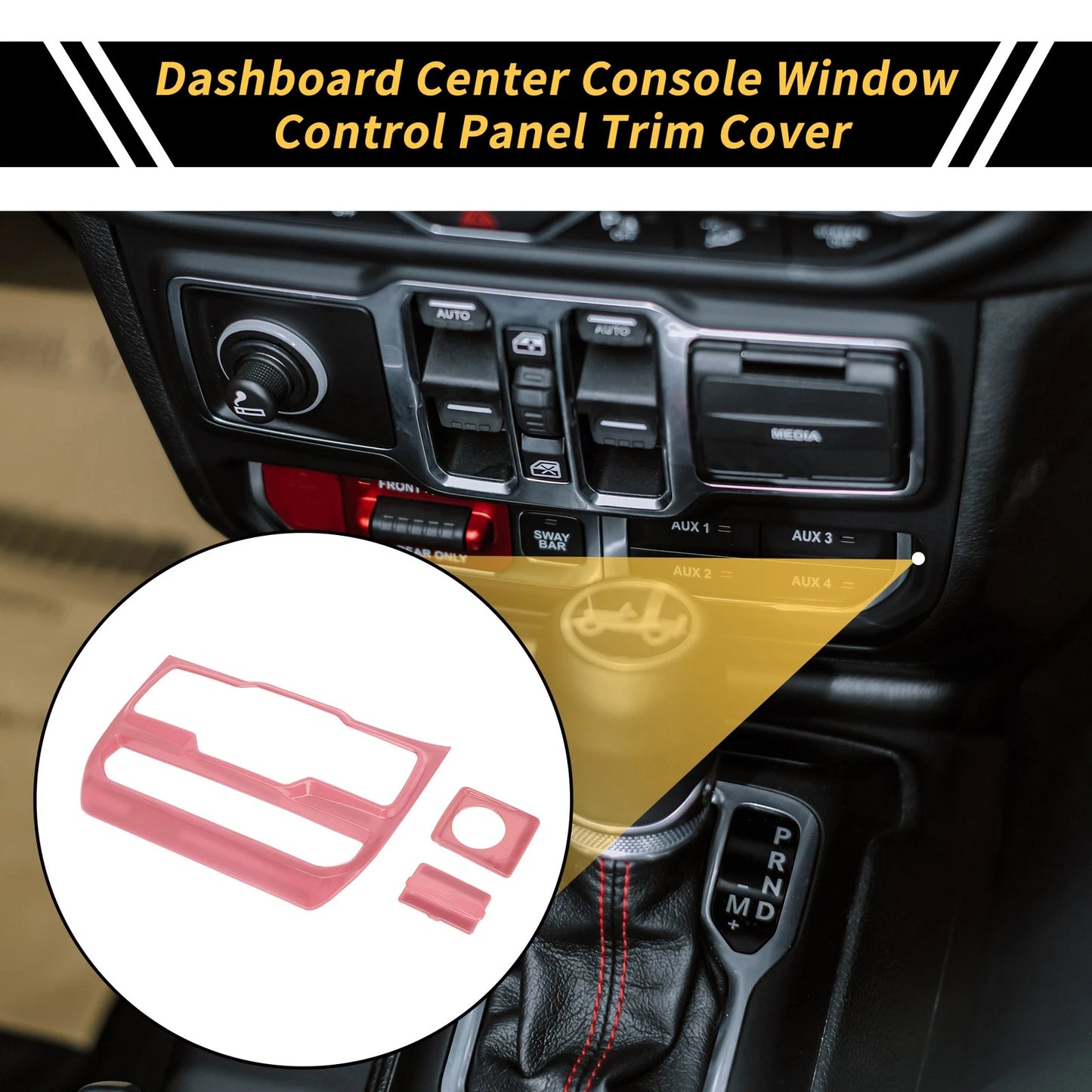 Dashboard Control Panel Cover for Jeep Wrangler JL (2018-2023) Pink
