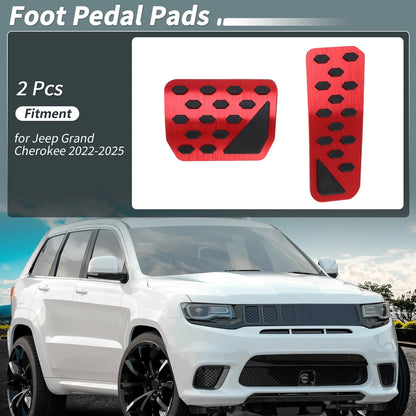 Auto Foot Pedal Pads Covers for Jeep Grand Cherokee (2022-2025) Red