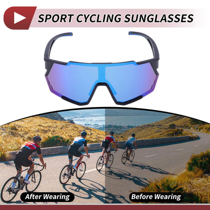 Motorcycle Goggles Blue Lens Black Frame PC Eyeglasses