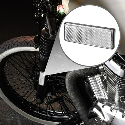 2 x 3.46x1.26 Universal Reflector Rectangle for Motorbike Bike White