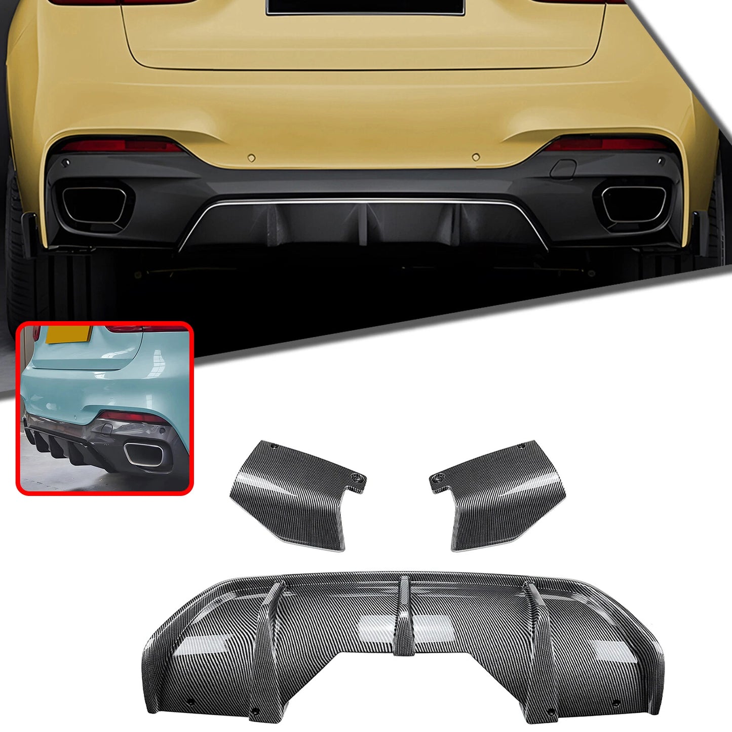 Rear Bumper Diffuser Lip for BMW X6 F16 M Sport (2014-2019)