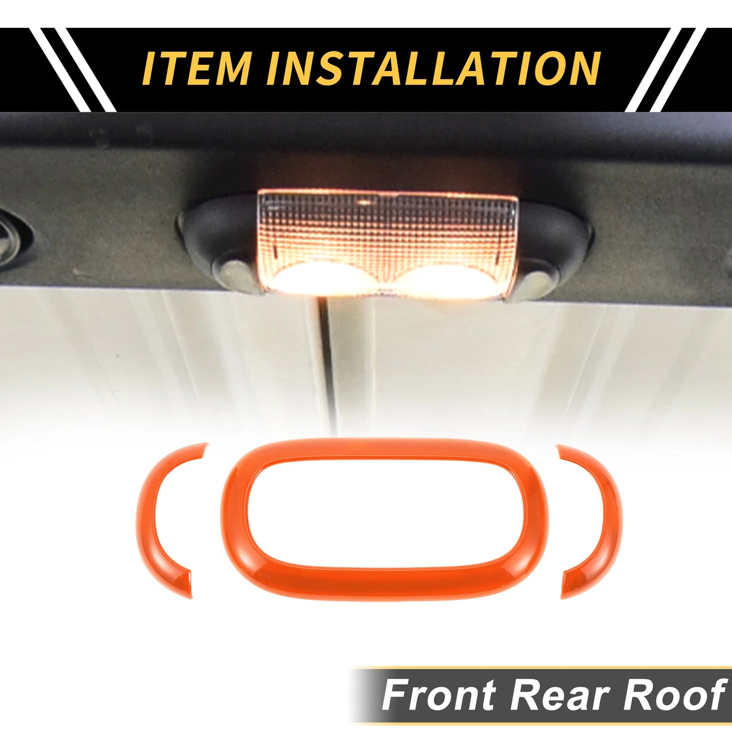 Orange Front Rear Roof Reading Light Trim Covers for Jeep Wrangler (2007-2018)