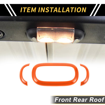 Orange Front Rear Roof Reading Light Trim Covers for Jeep Wrangler (2007-2018)