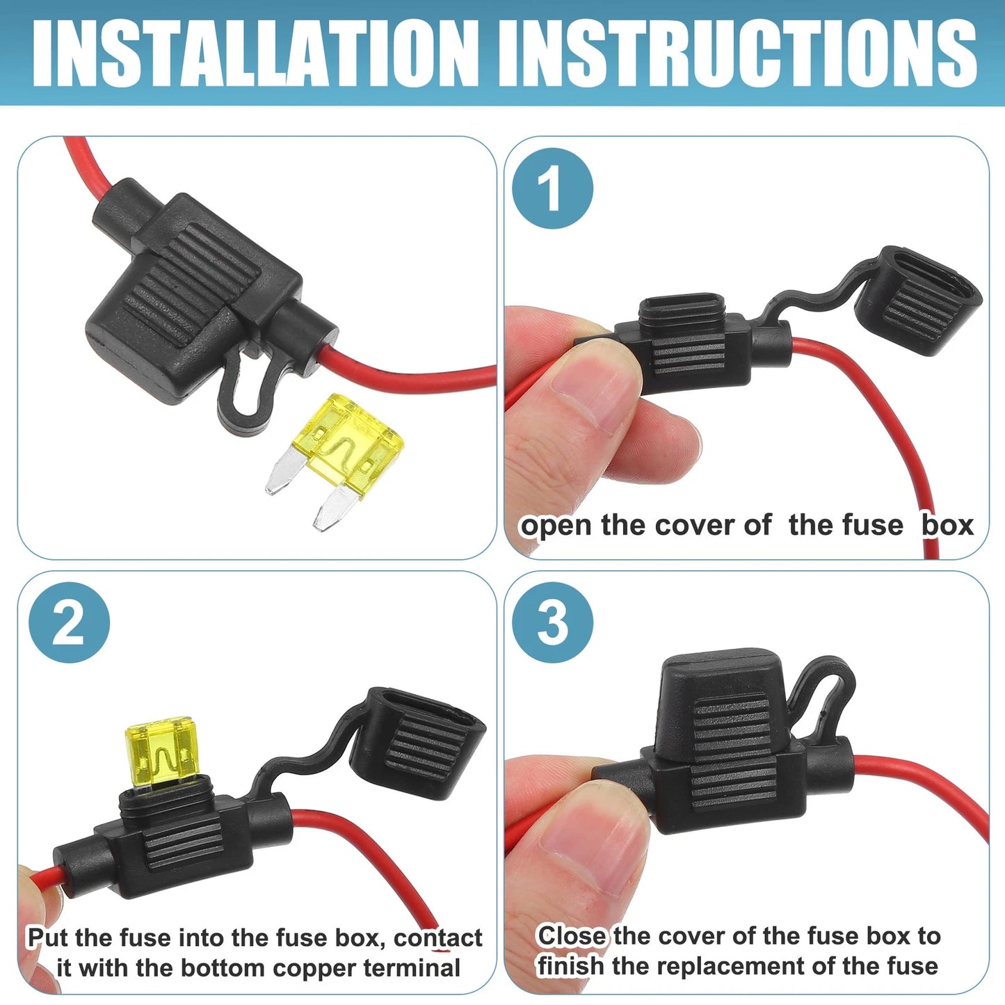 3 x DC 12V Car ATC Blade Style Mini Fuse Holder with 20A Fuse