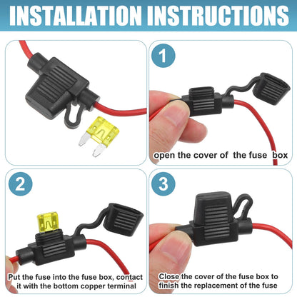 3 x DC 12V Car ATC Blade Style Mini Fuse Holder with 20A Fuse