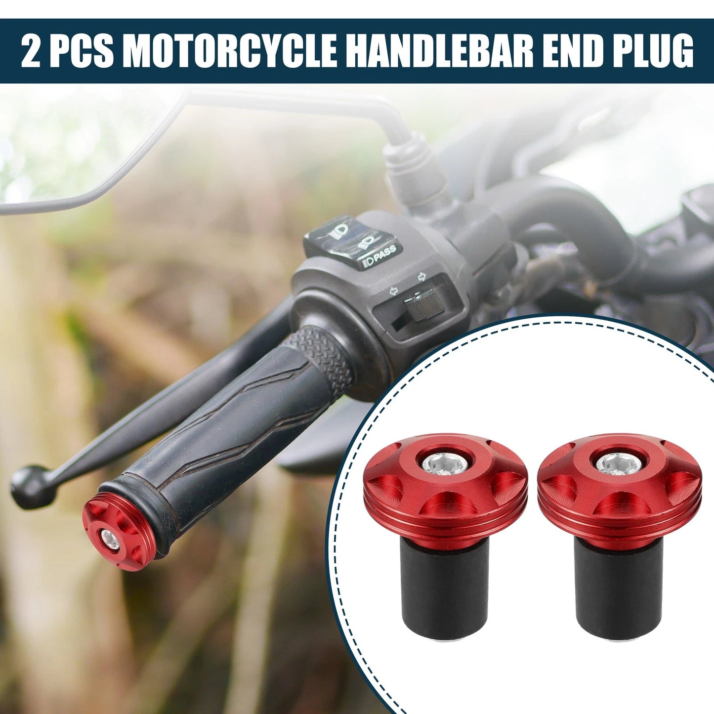 Front / 2pcs / Handlebar End Plug Aluminum Alloy Red 18-20mm 32mm for MC