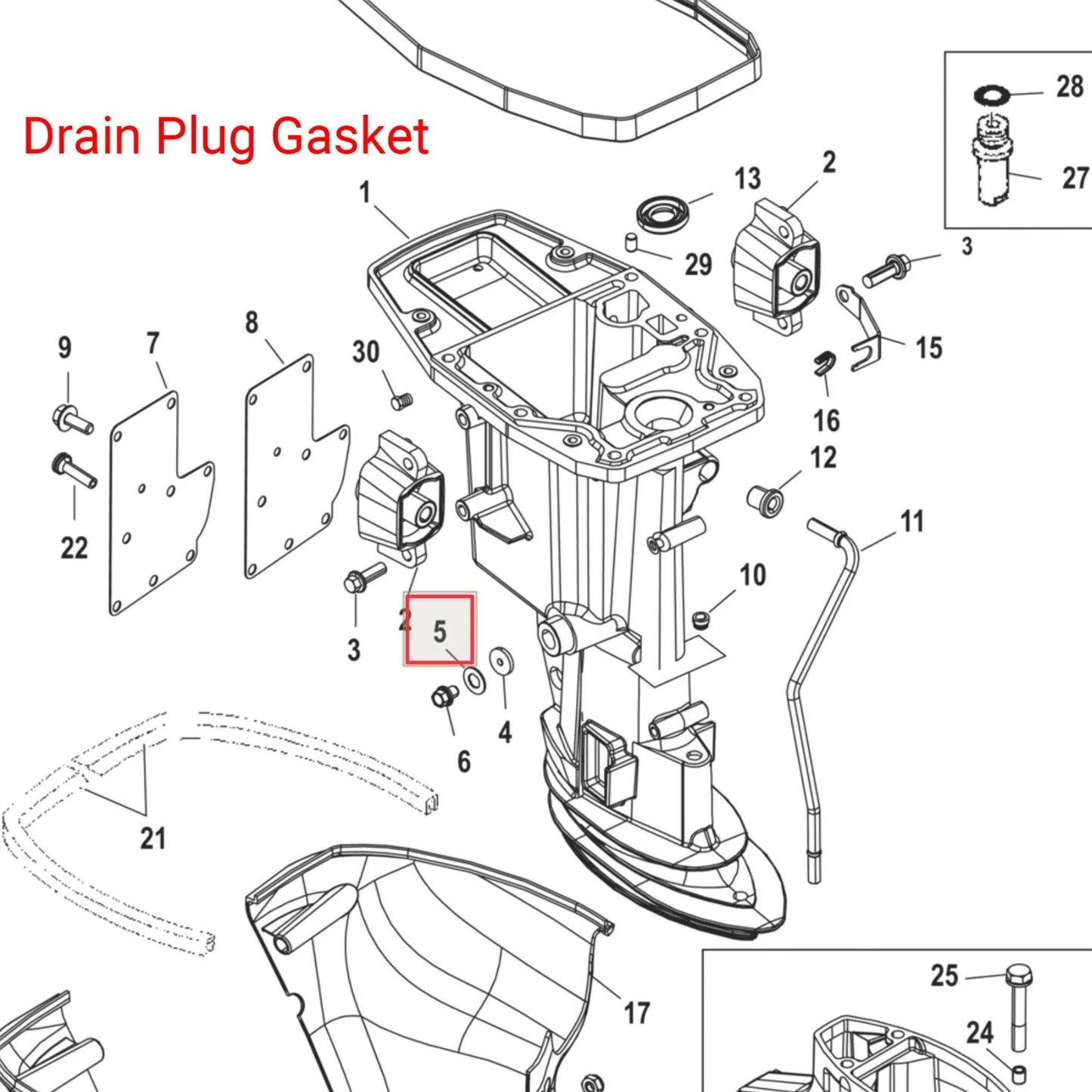 Drain Screw Gasket & Oil Plug Seal for Mercury Outboard 12-191832, 27-828816