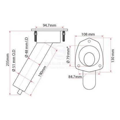 Boat Combo 30° S/S Rod/Drink Holder for Relaxn Mako Series Concealed Mount