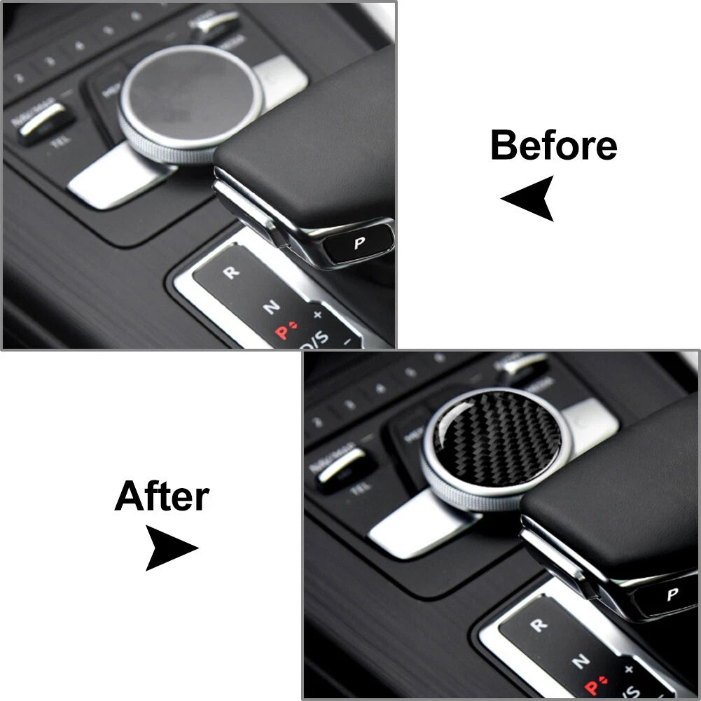 Carbon Fiber Central Control Switch Button Cover for Audi A4 B9 (2017-2019)