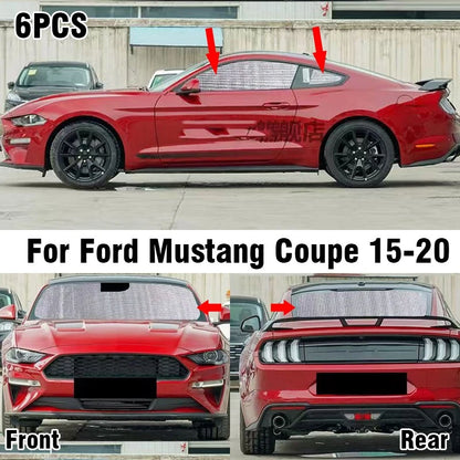 Windshield Window UV Block Sunshade Privacy 6x for Ford Mustang (2015–2020)