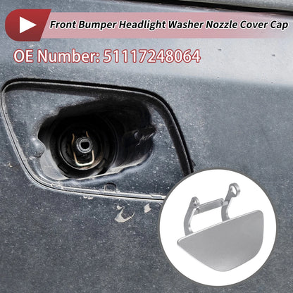 Front Right Washer Nozzle Cover for BMW 535i GT (2010-2017) Silver Tone