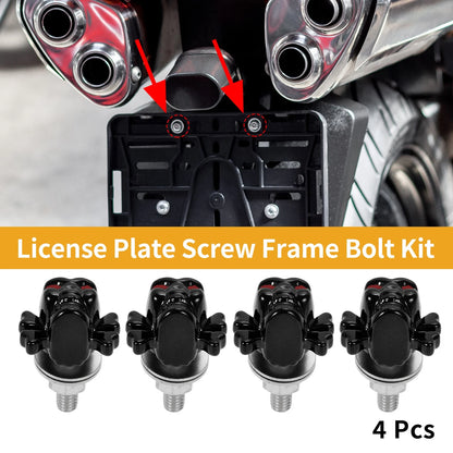 4 x M6 License Plate Screws Cover 38mm Black for Universal Motorcycle