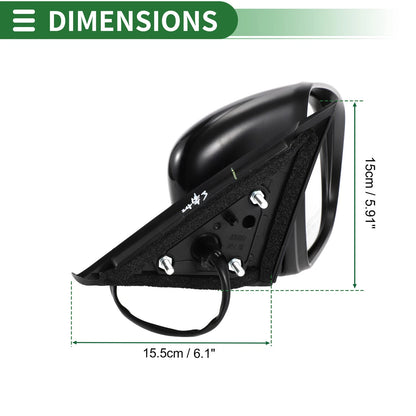 Right Side Door Mirror for Nissan Rogue 2014-2020 Manual Folding Black
