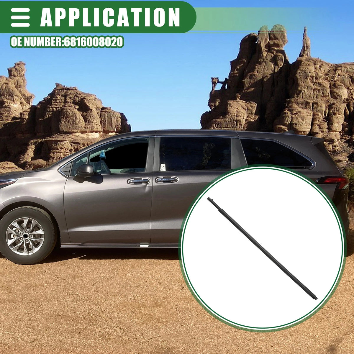 Front Left Door Window Belt Weatherstrip for Toyota Sienna (2011–2020)
