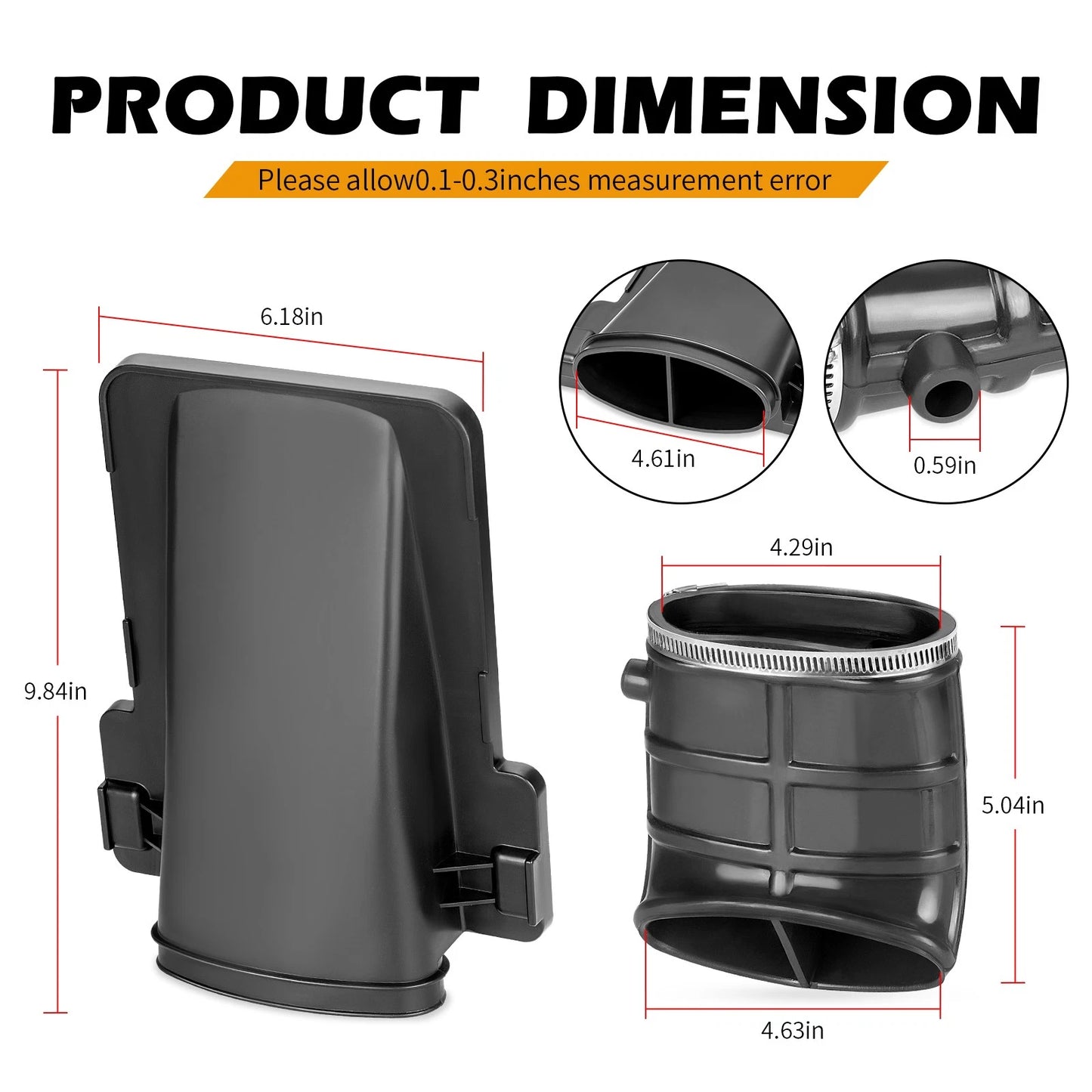 Airbox Lid Cover & DUCT W/ Elbow PIPE for Yamaha Raptor 660R (2001–2005)