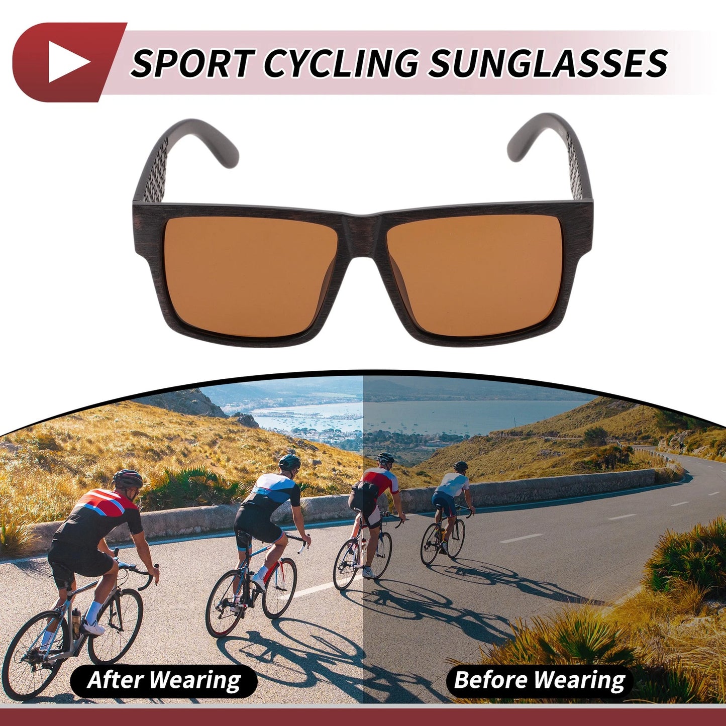 1 Pc Motorcycle Riding Goggles Brown Lens Brown Frame Tri-acetel Cellulose