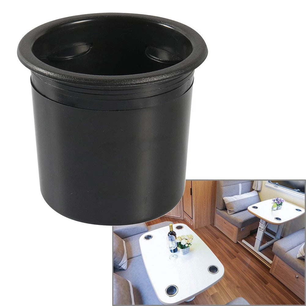 Black Recessed Cup Holder for RVs, Boats, Yachts, & Cars - Water Drink Holder