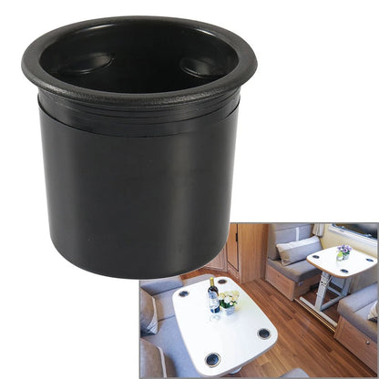 Black Recessed Cup Holder for RVs, Boats, Yachts, & Cars - Water Drink Holder