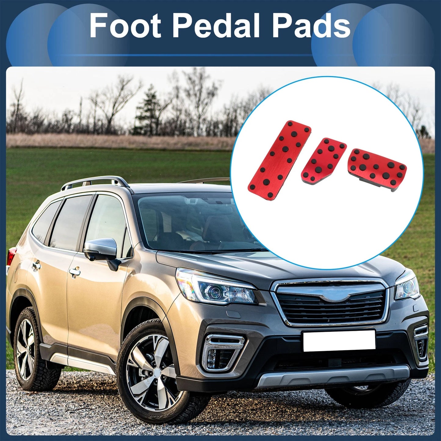3 x Automatic Foot Accelerator Pedal Covers for Subaru Forester (2019-2021)