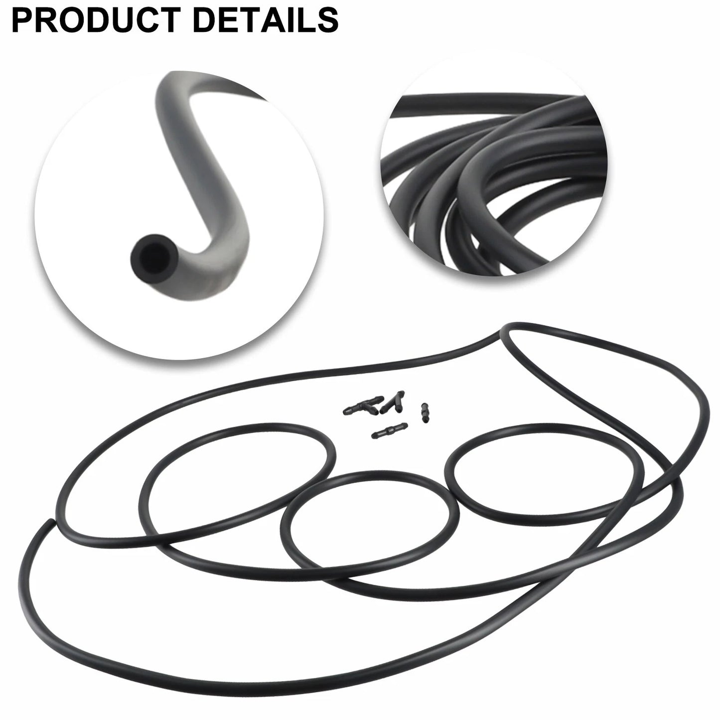 Hose Connector Splitter 300CM Black for Windshield Washer Wiper Tube