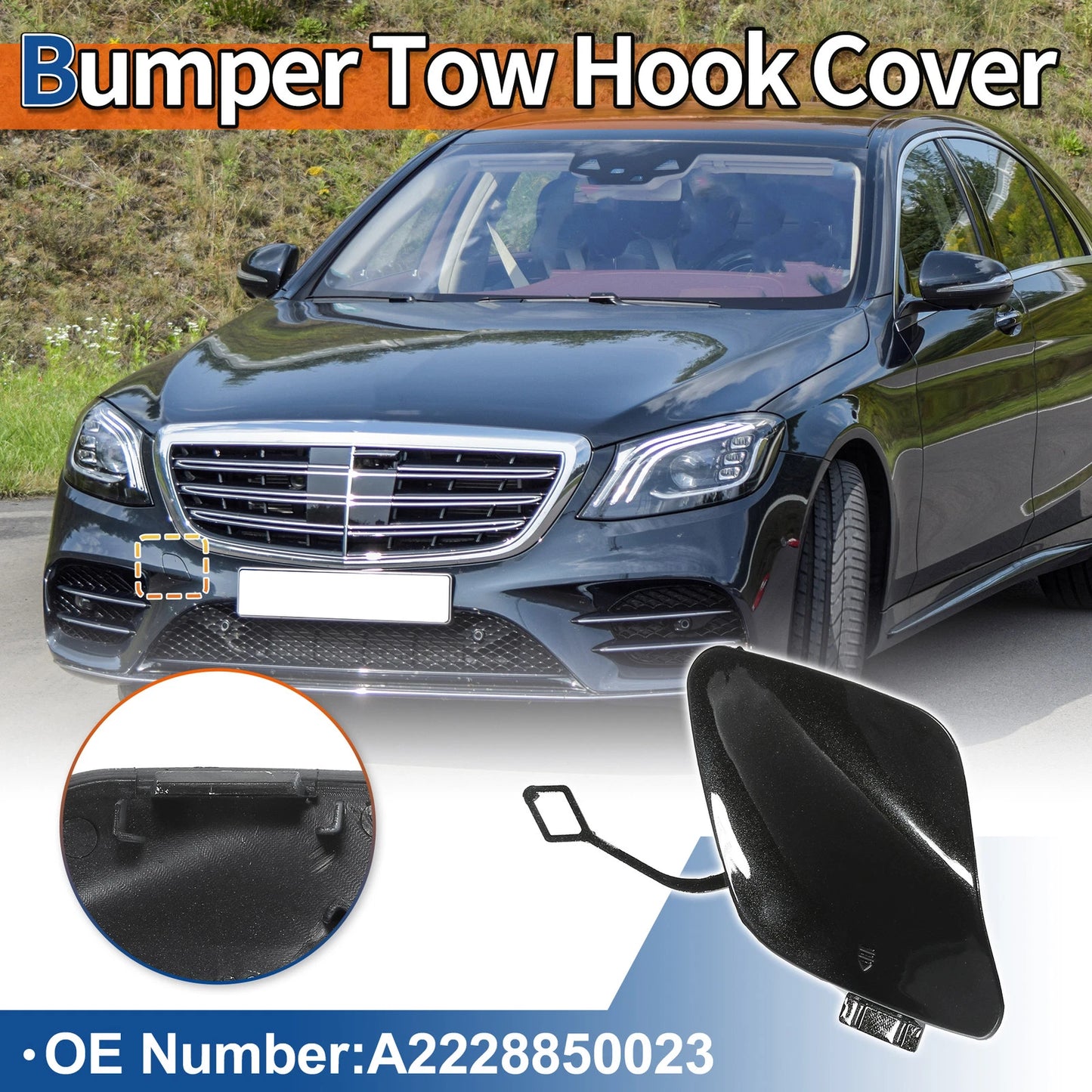 Bumper Tow Hook Cover for Mercedes-Benz S-Class (2014-2023) Black