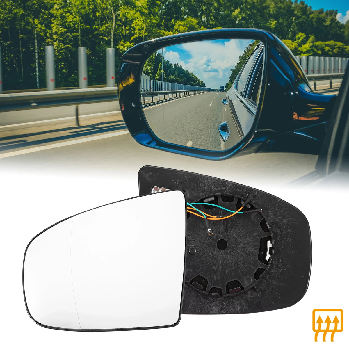 Heated Left Side Rearview Mirror Glass w/ Backing Plate for BMW X5 X6 (2007-2013)