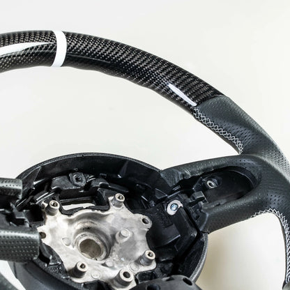 Flat Bottom Carbon Leather Steering Wheel for Mini R55 R56 R57 R58 R60 R61 (2006-2016)
