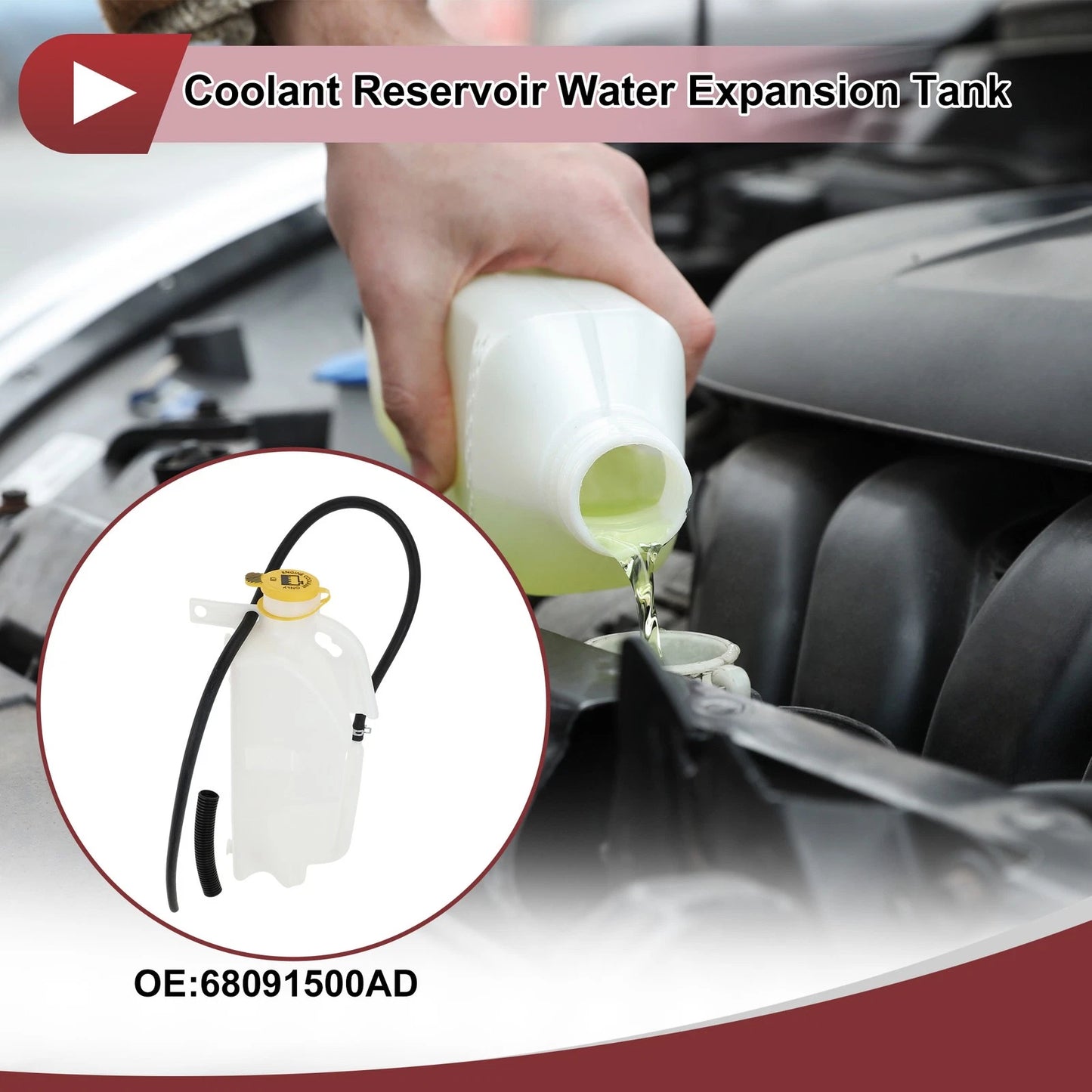 Coolant Expansion Overflow Tank with Cap for Jeep Wrangler
