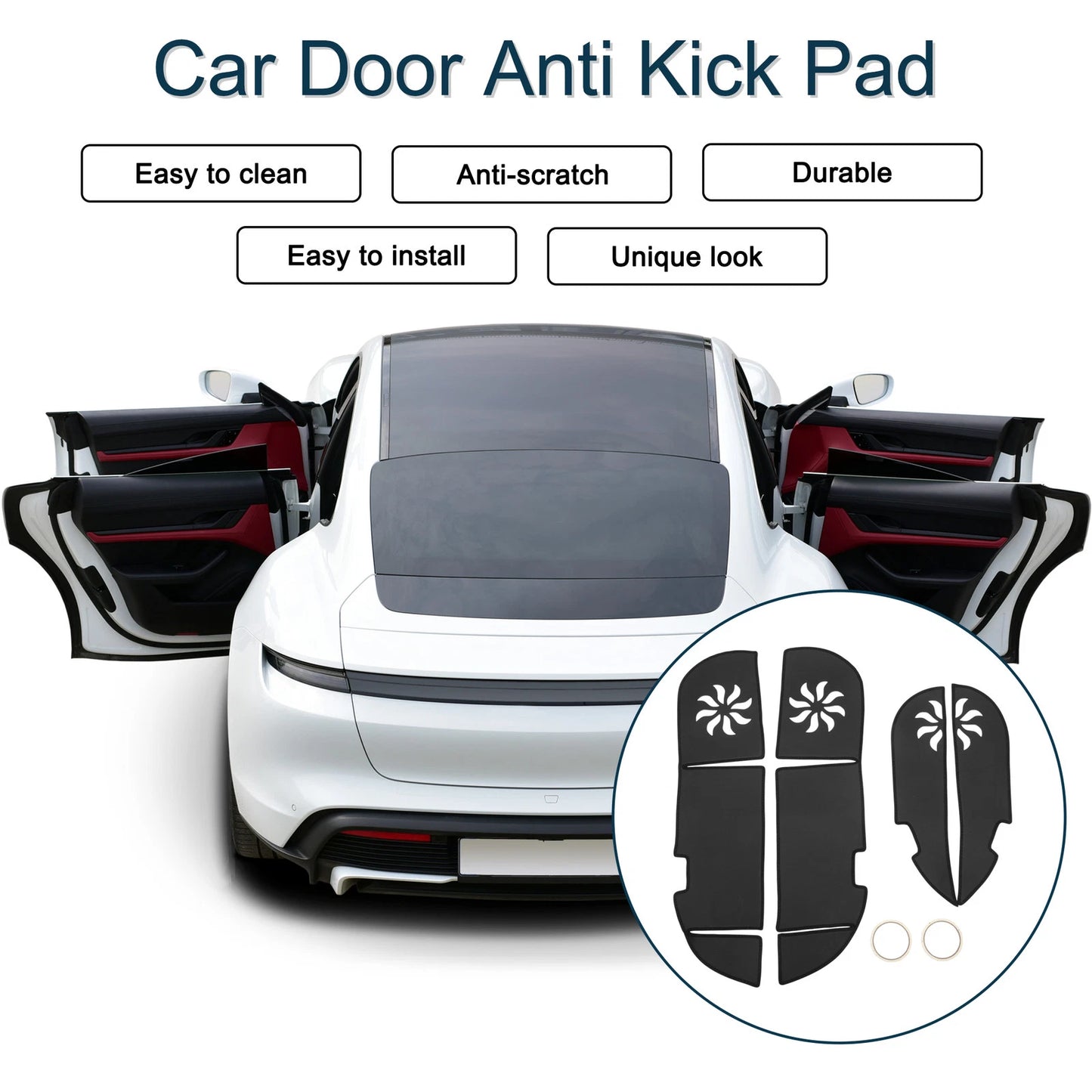Car Door Anti Kick Pad Sticker Protector for Lexus RX (2009-2014) Black 1 Set