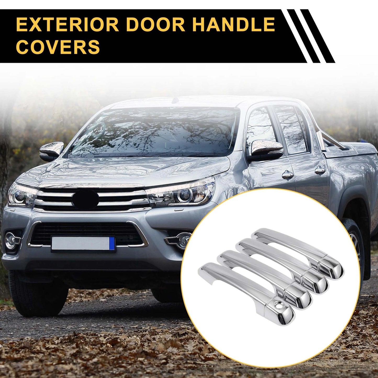 4pcs Chrome Silver Exterior Door Handle Covers for Toyota 4Runner (2010-2015)