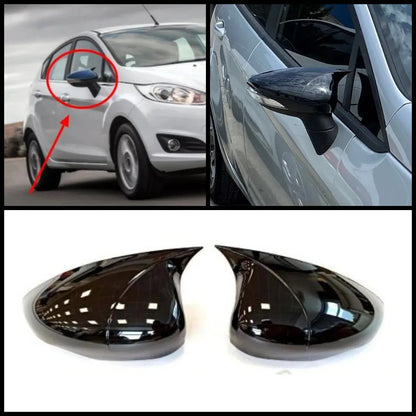 Side View Mirror Covers Gloss Black 2 Piece for Ford Fiesta (2009-2017)
