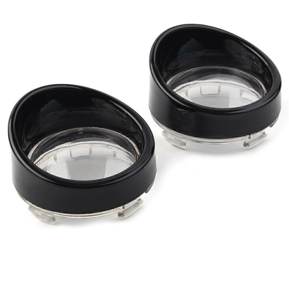 Clear Turn Signal Light Lens with Black Bezels for Harley Davidson Softail