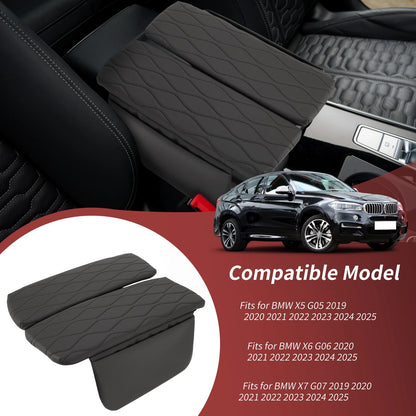 Center Console Cover for BMW X5 G05 (2019-2025) Napapi & PVC Armrest Black