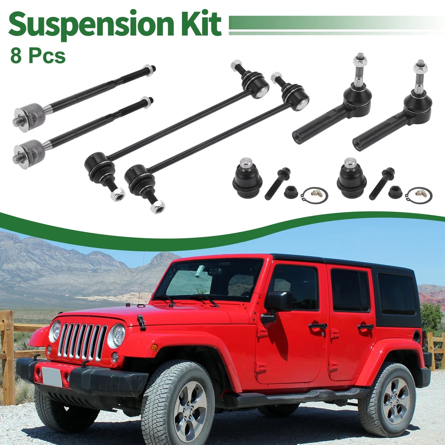 8x Front Suspension Kit Tie Rod Ends Sway Bar Link Ball Joint for Dodge