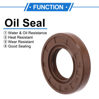 Oil Seal 2 x 20x38x7mm Brown Rotary Shaft Seal FKM for Make Model