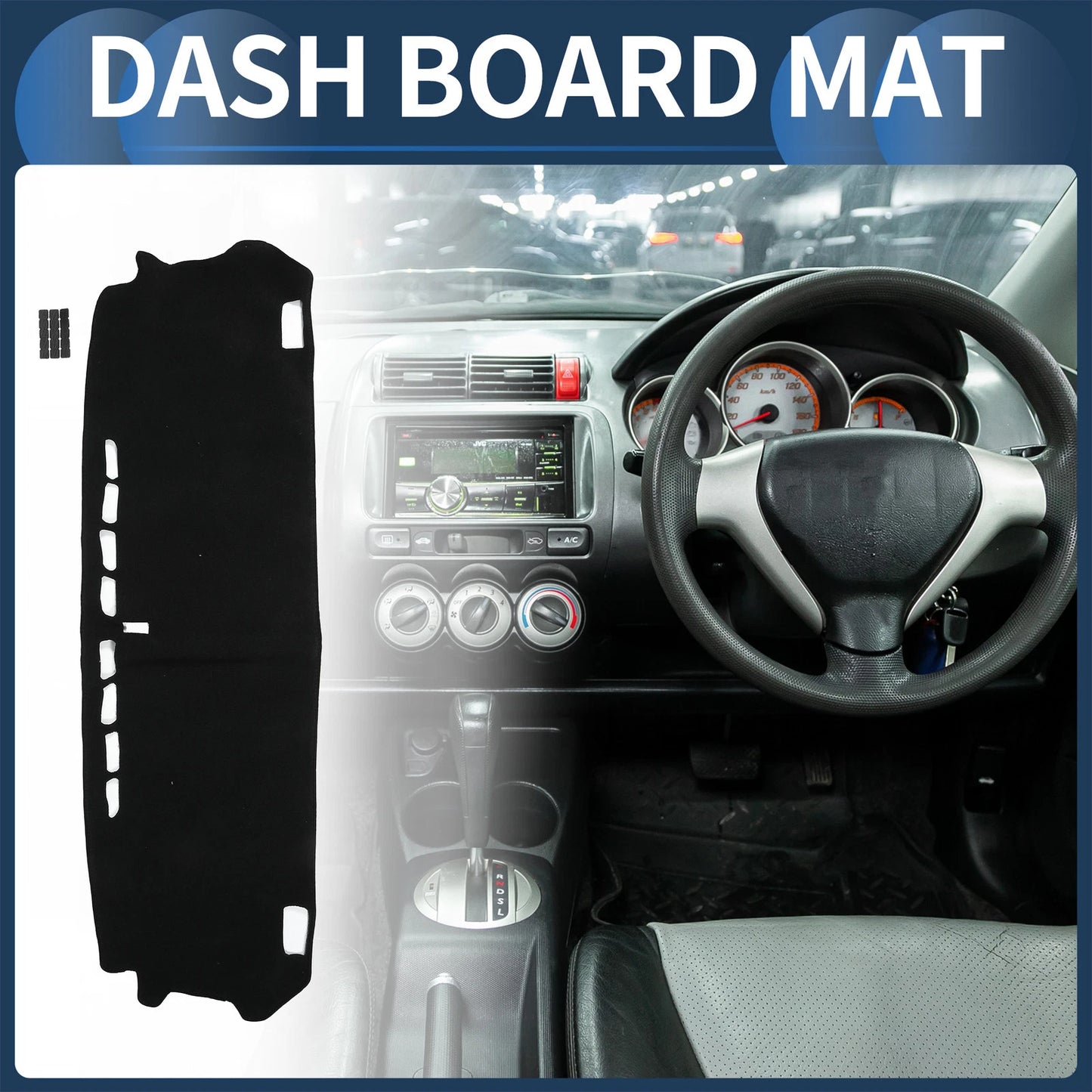 Dashboard Cover Mat for Honda Fit GR1-GR8 (2020-2024) Black 1 Set