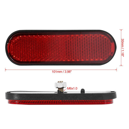 2 x M6x1.0 Red Oval Universal Screw Mount Warning Reflector for Motorcycle Bike