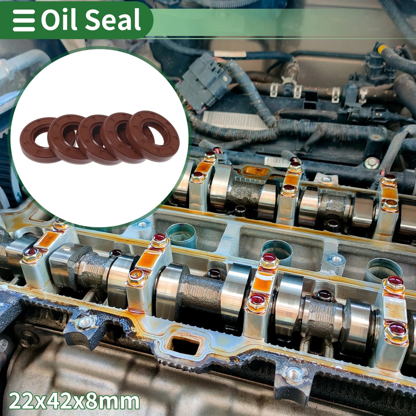 Oil Seal 22x42x8mm Brown FKM Seal Ring for Make Model