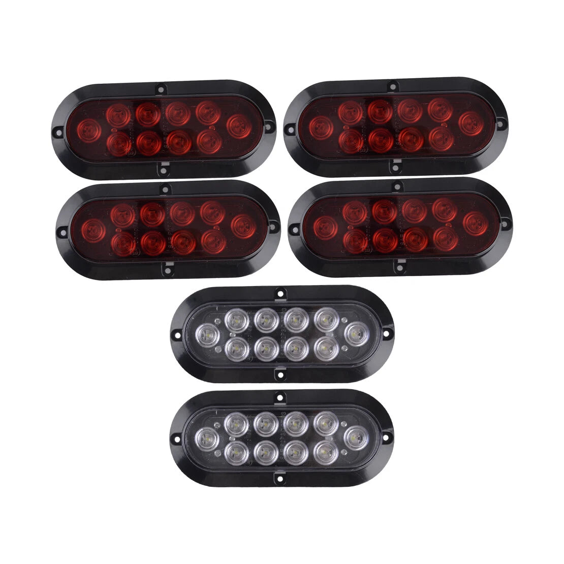 6pc Oval LED Trailer Lights Red & White for Truck (10)