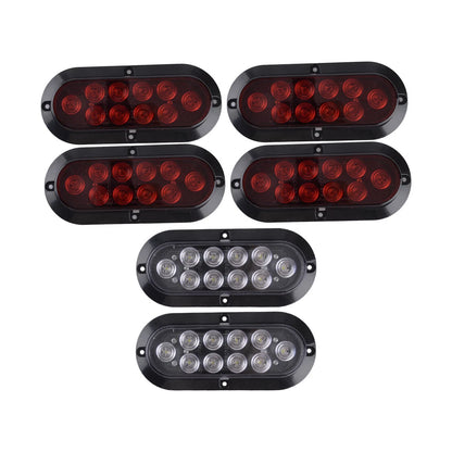 6pc Oval LED Trailer Lights Red & White for Truck (10)