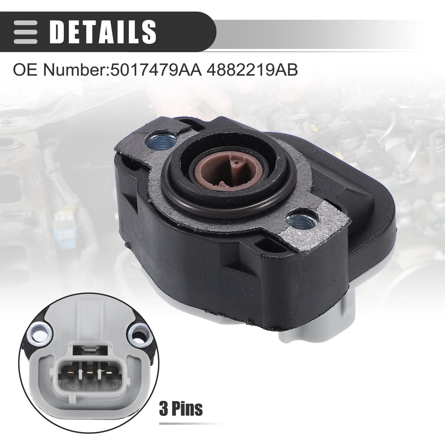 Throttle Position Sensor for Dodge (Plastic, Black)